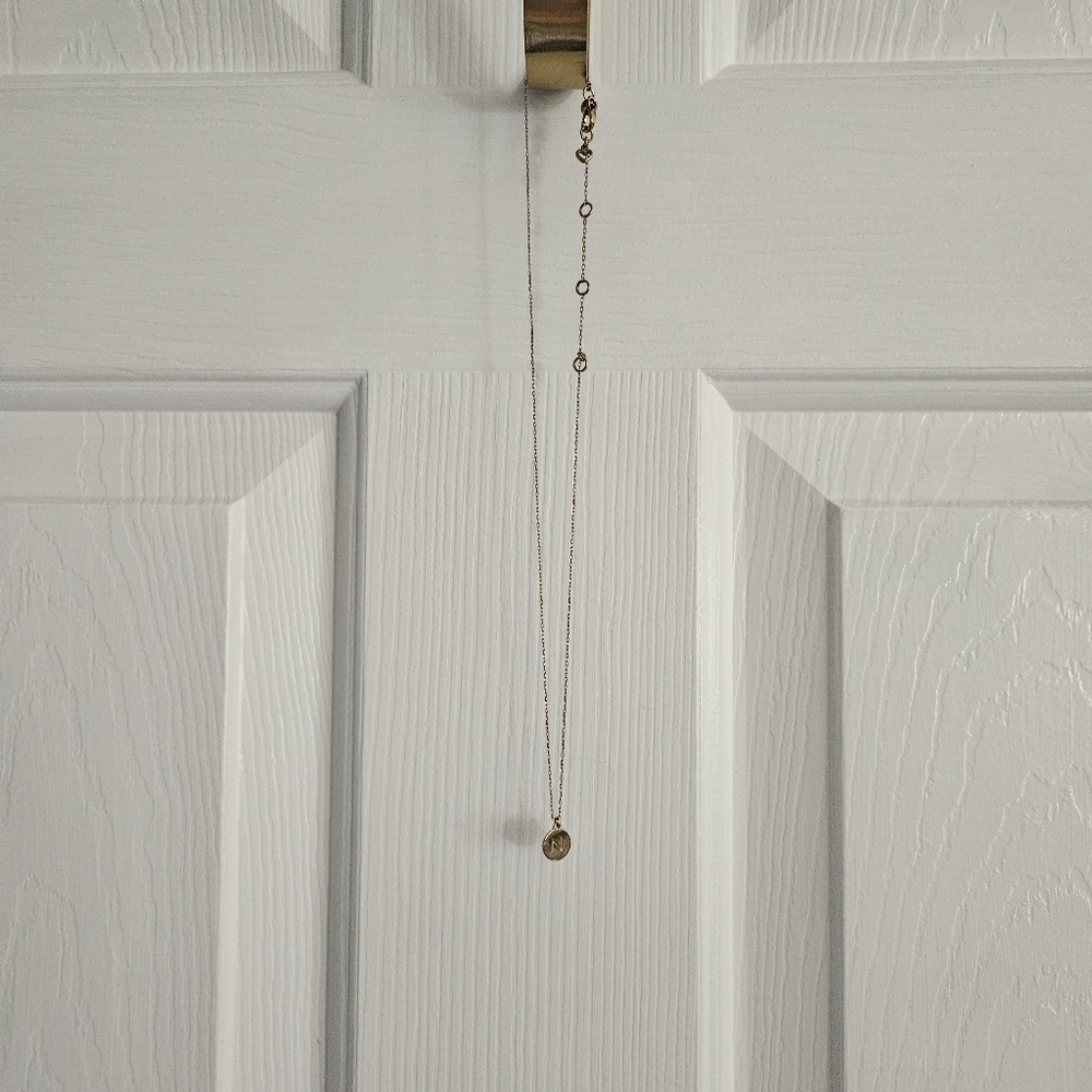 NWOT Kate Spade 12K Gold Plated Initial Mini Pendant Necklace- N - Picture 2 of 5